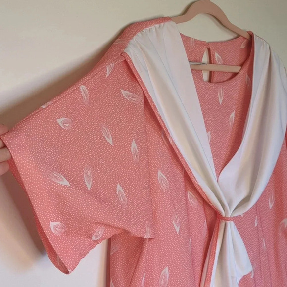 Tradition by Sears Pink/White Plus Size Drop Waist Short Sleeve Midi Dress - Picture 12 of 17